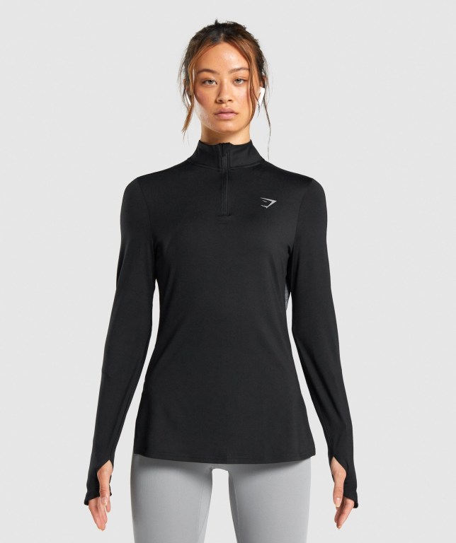 Gymshark Speed Zip-Up Svarte | LRdQnl8Qf4g