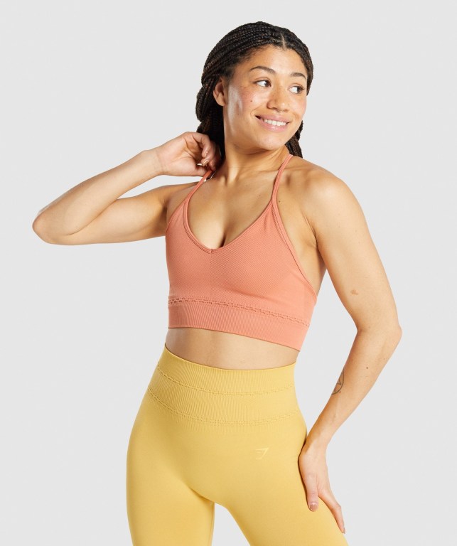 Gymshark Studio Seamless Sports Bra Oransje | 8Z4fwlE9MLA