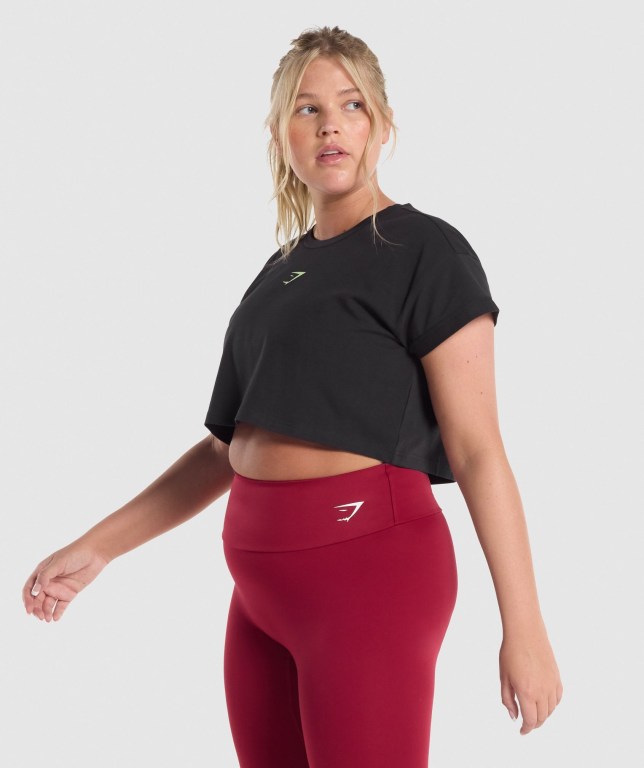 Gymshark Gensere Dame Sale - Trenings Alone Graphic Crop Svarte