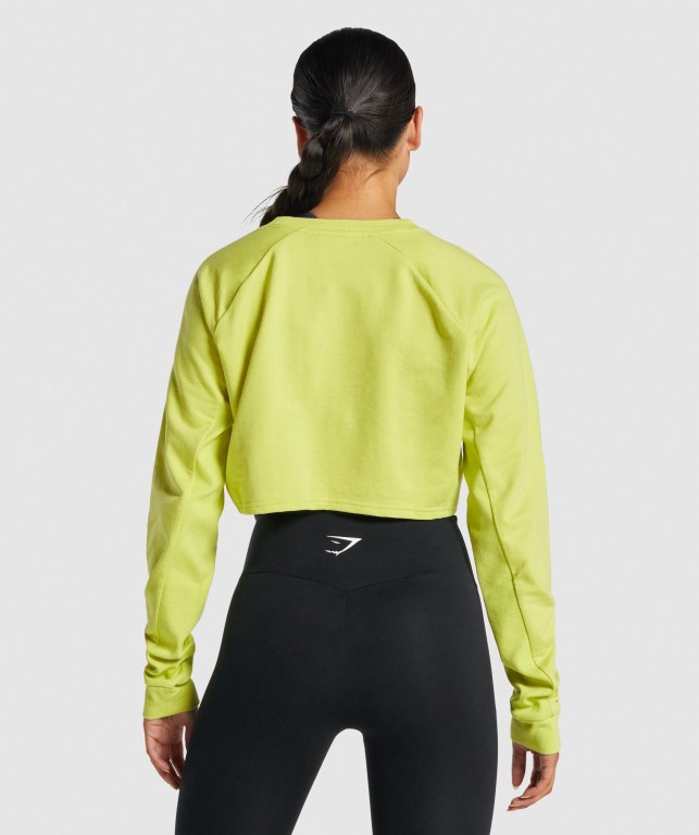 Gymshark Trenings Cropped Genser Gul | PPMFpQuCOB4