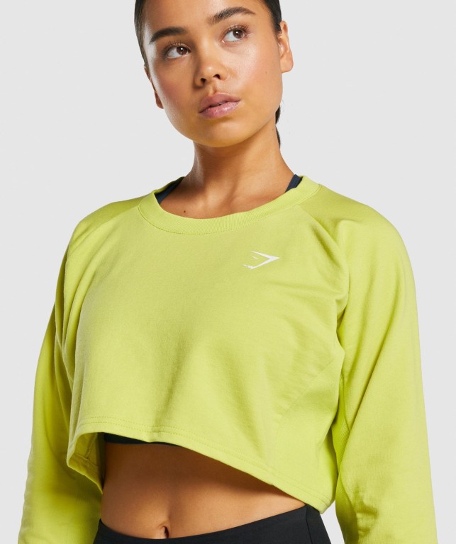 Gymshark Trenings Cropped Genser Gul | PPMFpQuCOB4