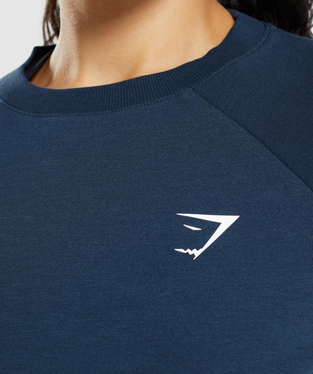 Gymshark Trenings Cropped Genser Marineblå | YF2hHqAN7Vu