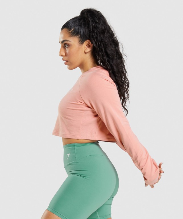 Gymshark Trenings Cropped Genser Rosa | NtlqqkeZtJR