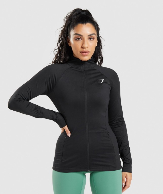 Gymshark Trenings Jacket Svarte | fX9rPWhk4Ta