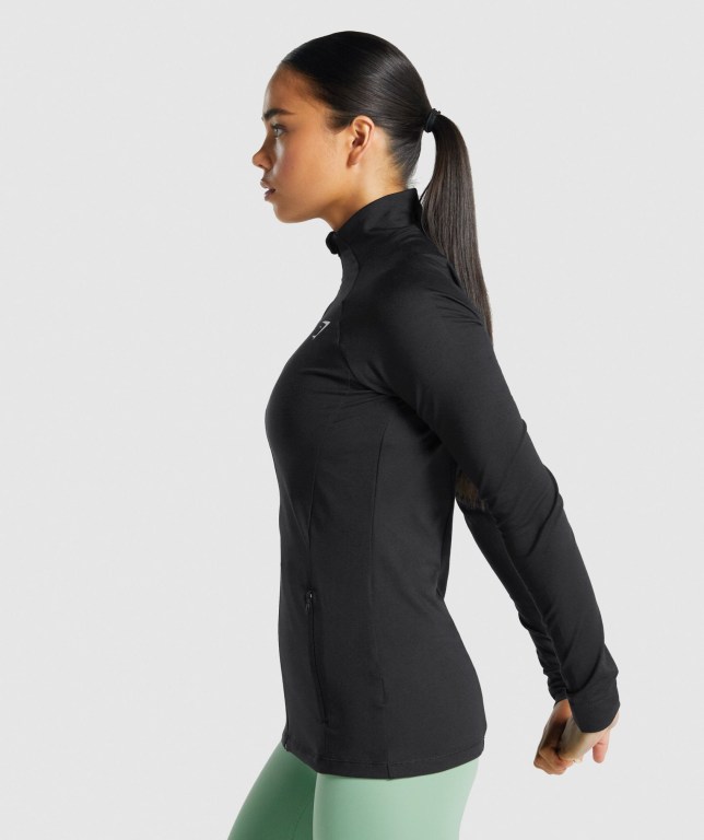 Gymshark Trenings Zip Up Svarte | ObPYWzbDkYY