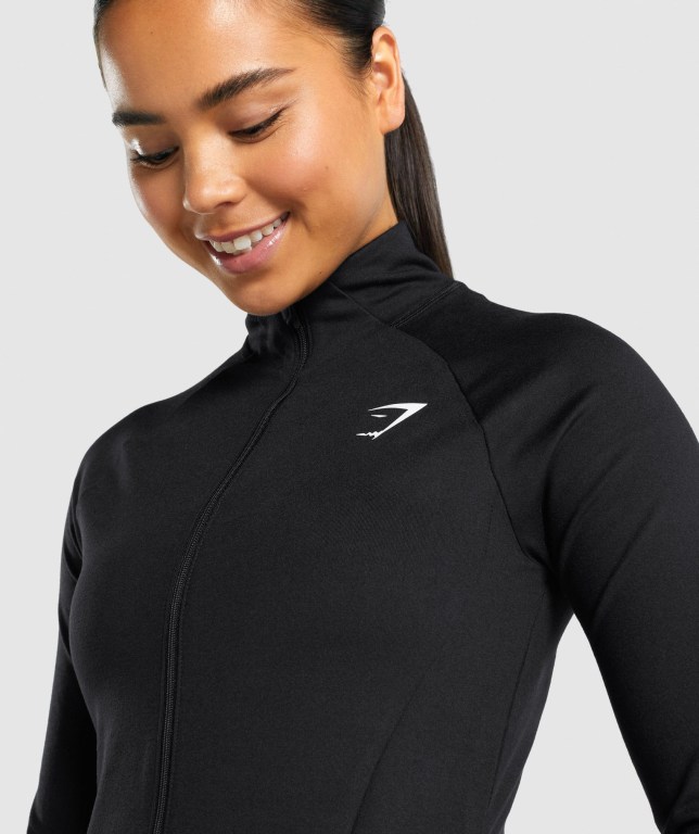 Gymshark Trenings Zip Up Svarte | ObPYWzbDkYY