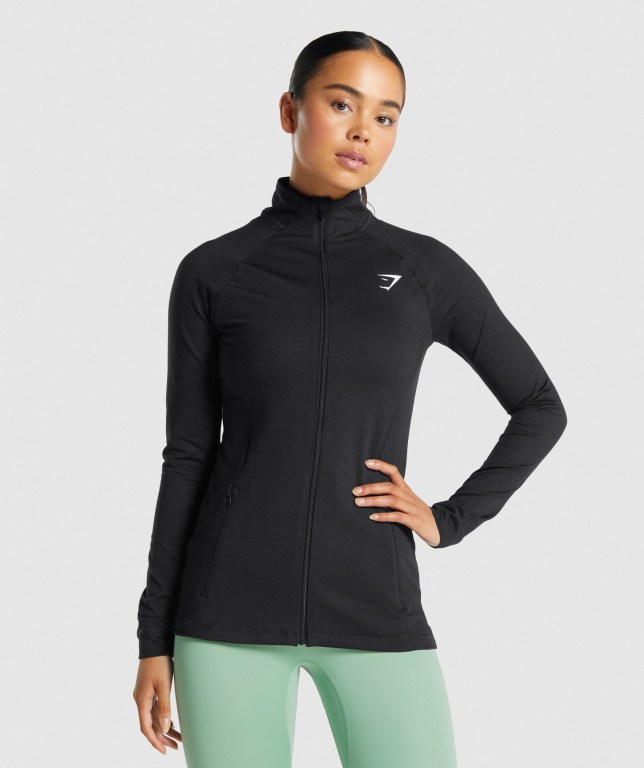 Gymshark Trenings Zip Up Svarte | ObPYWzbDkYY