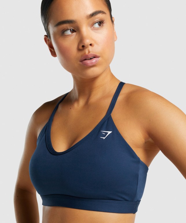 Gymshark V Neck Trenings Sports Bra Marineblå | uqfDLSpRQC5