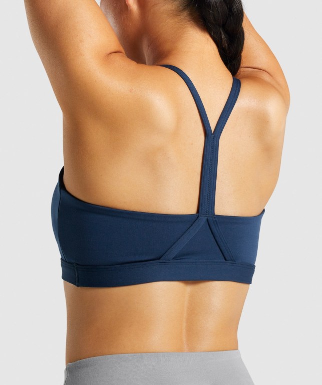 Gymshark V Neck Trenings Sports Bra Marineblå | uqfDLSpRQC5