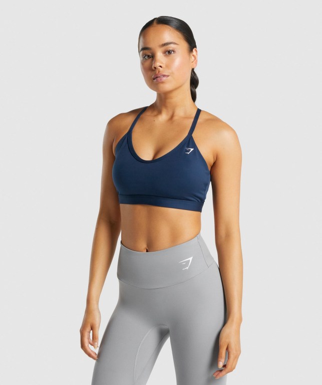 Gymshark V Neck Trenings Sports Bra Marineblå | uqfDLSpRQC5