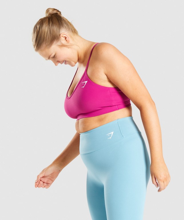 Gymshark V Neck Trenings Sports Bra Rosa | 8drceGohhgf