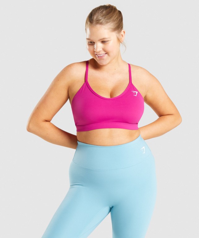 Gymshark V Neck Trenings Sports Bra Rosa | 8drceGohhgf