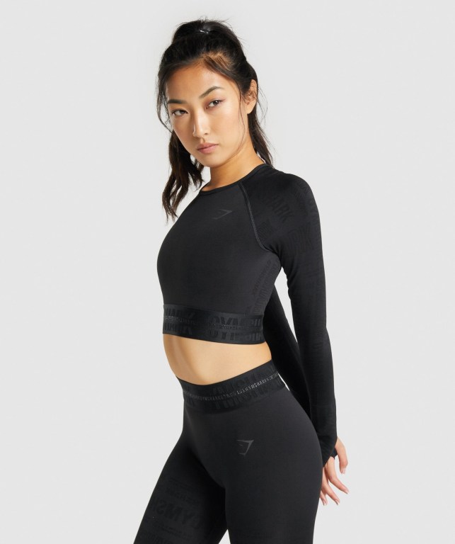 Gymshark Vision Crop Top Svarte | NCv7ZYjrusP