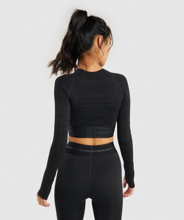 Gymshark Vision Crop Top Svarte | kW63NEzDhgU