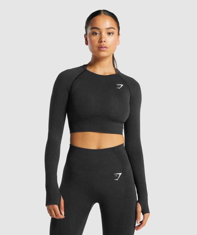 Gymshark Vital Seamless 2.0 Crop Top Svarte | skYGHOJzlde