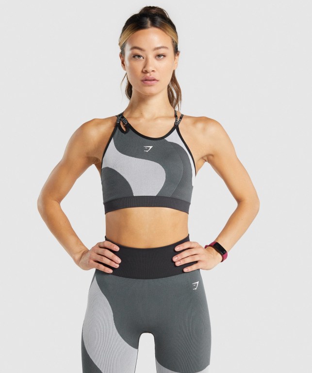 Gymshark WTFlex Seamless Asymmetric Strappy Sports Bra Grå | GUxiZChfdPB