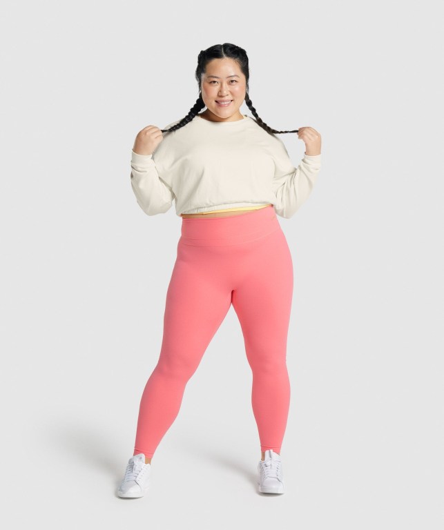 Gymshark Whitney Cropped Hvite | TGYTUWie4FZ