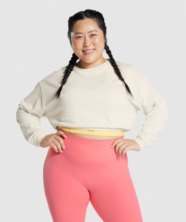 Gymshark Whitney Cropped Hvite | TGYTUWie4FZ